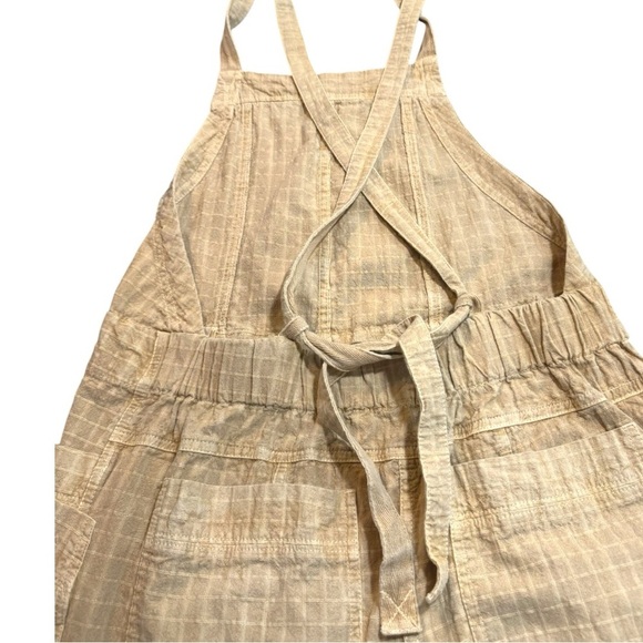 Free People Ziggy Grid 100% Cotton Gauze Wide Leg Overalls Jumpsuit Size S - Picture 7 of 11